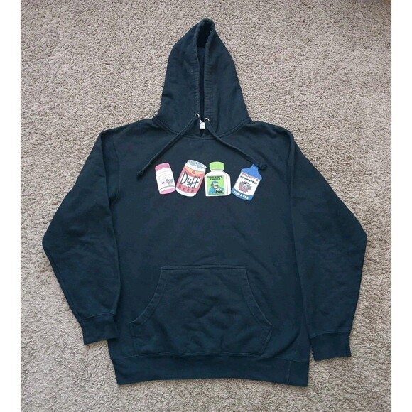Y2K The Simpsons Hoodie Men's Medium Black Long Sleeve - Picture 1 of 7